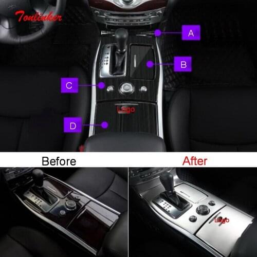 Tonlinker Interior Car Gear Panel Cover sticker For Infiniti Q70/Q70L 2019-2020 Car styling 4 PCS Stainless steel Cover Stickers
