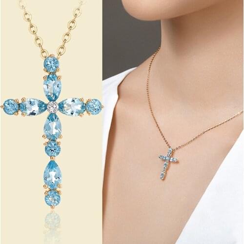 Utimtree New Arrival 2020 Cross Charm Necklace with Clear Zircon Elements Crystals Necklaces Pendants Womens Stone Gold Jewelry