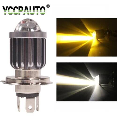 YCCPAUTO H4 HS1 LED Dual Color Motorcycle Headlight Bulbs White+Yellow 24W 2400LM Scooter Moped Motor LED HeadLamp 12-80V