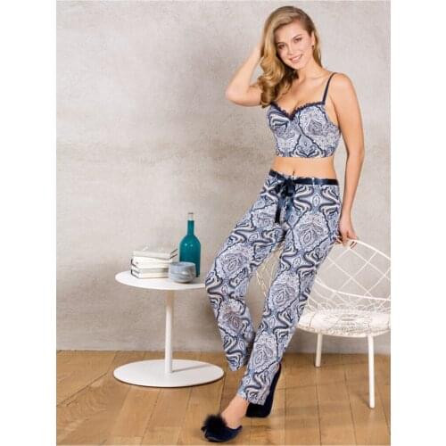 YENİ SEZON 2021 BÜSTİYER Kadın Lacivert Dolgulu Destekli Pamuklu Büstiyer Pantolon