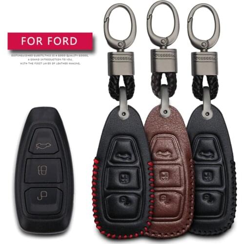 For Ford Focus 3 MK3 MK2 Kuga Fiesta MK7 ST Mondeo Mk4 4 Fusion KA C Max Car Key Protection Shell Key Case Cover Leather Keyring