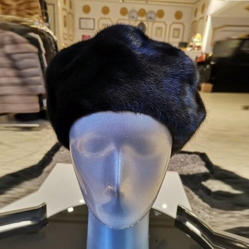 WINTER PALACE 2020 Fur Hat Winter Warm Natural Mink Fur Hats for Women Classic Luxury Caps Earflap Christmas Hat