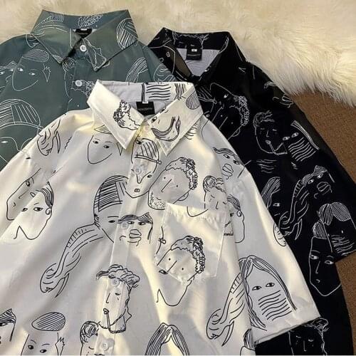 XEJ Women Summer Top Street Style Shirts for Women Harajuku Chiffon Blouse for Women Head Print Chemises Femme Short Sleeve Tees