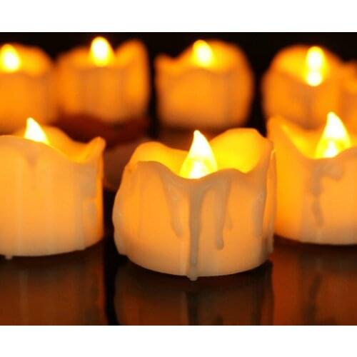 24pcs/lot Flickering LED Tea Lights w/Timer dipped Wax Battery Operate Candle lamp drop tear tealight f/Wedding home party decor