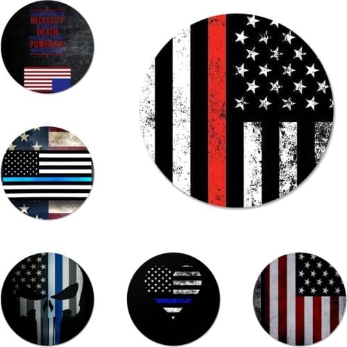 58mm Thin Blue Line American US Flag Badge Brooch Pin Accessories For Clothes Backpack Decoration gift