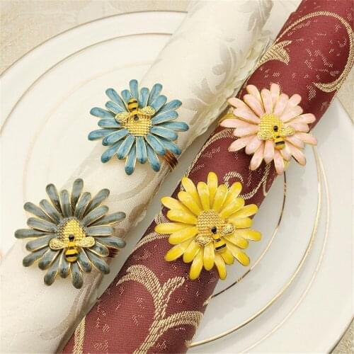 8PCS/spot bee flower small daisy napkin ring western table decoration furnishings