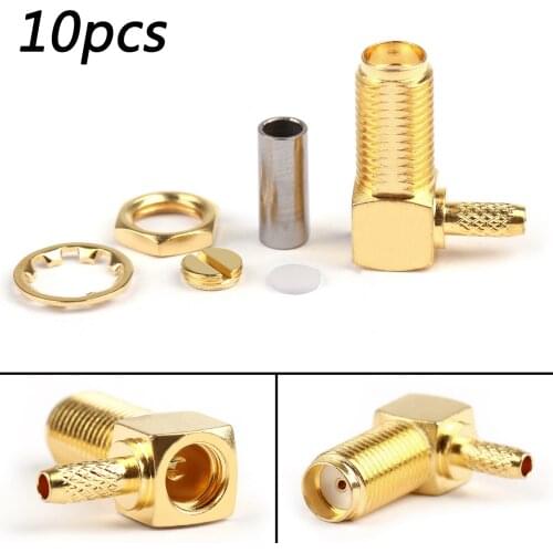Artudatech 10Pcs SMA Female Jack Bulkhead 90°Right Angle Crimp For RG174 RG316 LMR100 Plug Connector Parts