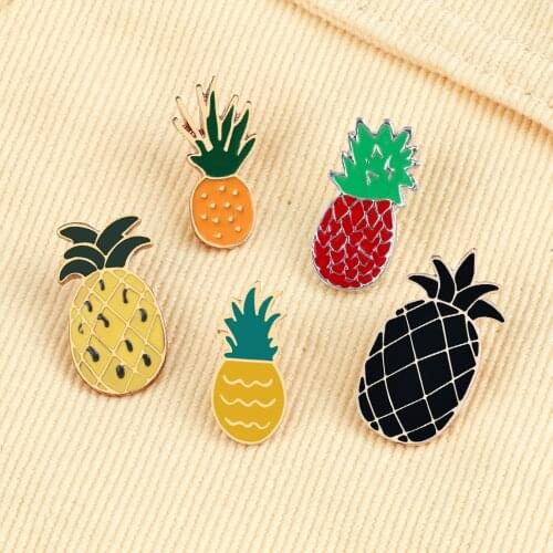 5 Style Cute Pineapple Enamel Pins Kids Backpack Decoration Badges Women Enamel Fruits Party Casual Brooch Pins Gifts for Friend