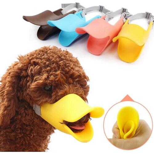 Dog Cover Non-toxic Anti Bite Duck Mouth Silicone Djustable Cute Duckbill Shape Cover Silicone Anti-bark Muzzle For Pet Dog
