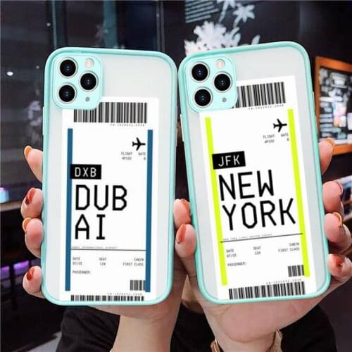 Dubai World City Travel Ticket Phone Case Blue Transparent Matte For IPhone 7 8 11 12 S Mini Pro X XS XR MAX Plus Cover Shell