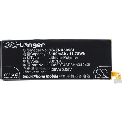 CS 3100mAh/11.78Wh battery for ZTE Nubia Z7 Max,Nubia Z7 Max Dual SIM,NX505J Li3803T43P3hB34243,Li3830T43P3hB34243i