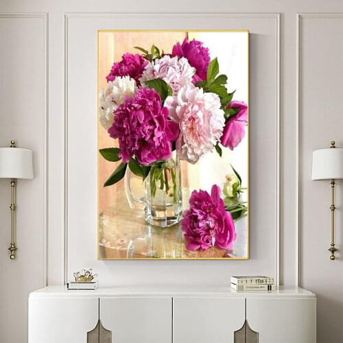 Flower Rose Vase DIY Cross Stitch Embroidery 11CT Kits Needlework Craft Set Printed Canvas Cotton Thread Home Decoration Sell