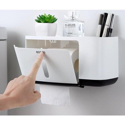 Toilet Paper Holder Creative With Two Storage Bath Kitchen Toilet Paper Dispenser Plastic Wall Waterproof Toilet Roll Holder