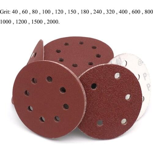 10/20Pcs 5'' 125mm Sanding Discs 8 Hole Hook and Loop Sandpaper Orbital Sander Pads