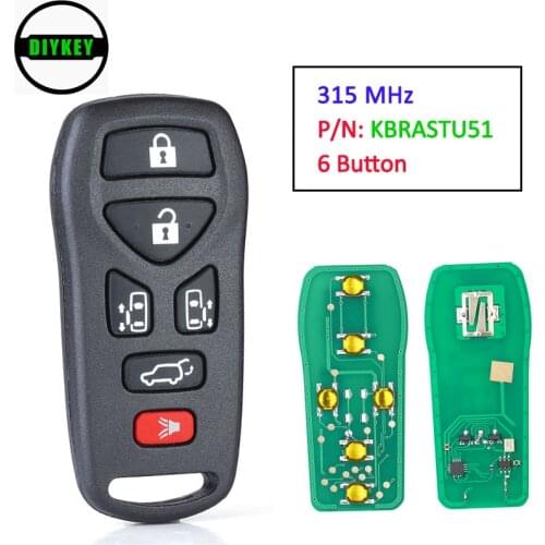 DIYKEY Remote Key 6 Button Keyless Entry Fob for 2004 2005 2006 2007 2008 2009 Nissan Quest PN: KBRASTU51