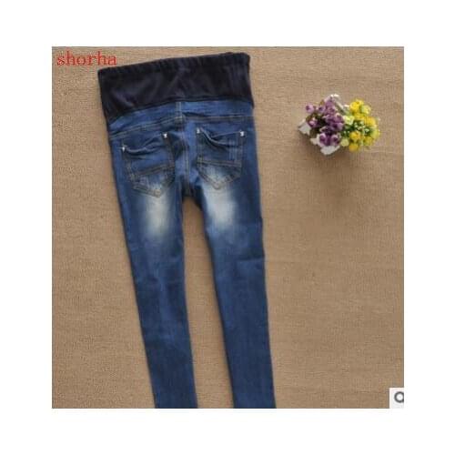 Elastic Waist Maternity Jeans Pants for Pregnancy Clothes Autumn / Winter New Pregnant Women Hole pant Maternity Plus Size