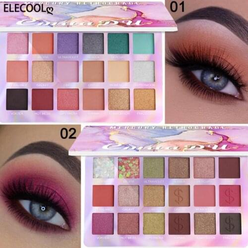 ELECOOL Makeup Sweet Party Eyeshadow Pallete Neon Palette 18 Shimmer Glitter Matte Shades Matellic Blendable Pigment