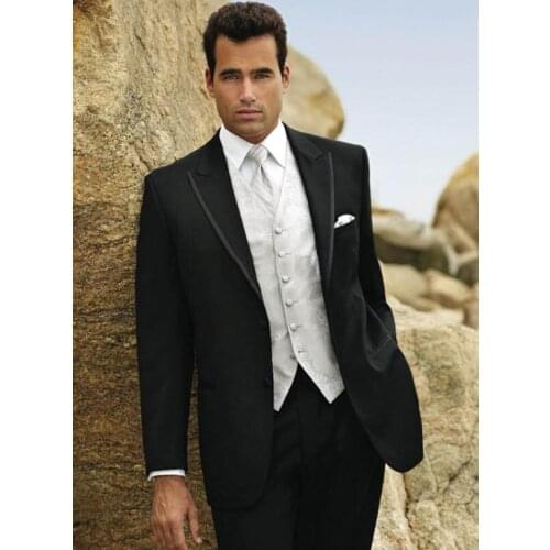 Hot Sales Black Business Men Suits Custom Made, Bespoke Classic Black Wedding Suits For Men, Tailor Made Groom Tuxedos For Men