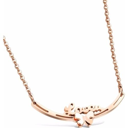 Dainty Dadies Stainless Steel Rose Love Bar Pendant Mini Statement Necklace Women Teens Jewelry Accessories