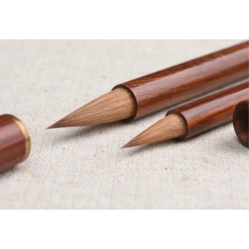 Rabbit Hair Writing Brush Pen Chinese Small Regular Script Calligraphy Writing Brush Redwood Penholder Chinese Painting Brushes