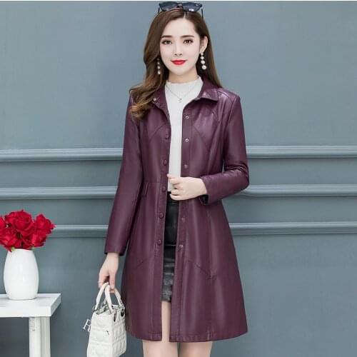 KMETRAM Autumn Winter Jacket Women Long Trench Coat Female Faux Leather Jacket Korean Jackets Plus Size Chaqueta Mujer MY5286