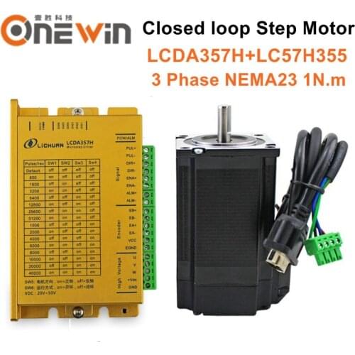 3phase 1NM NEMA23 LCDA357H+LC57H355 closed loop servo stepper motor driver kit with encoder 7A 1200rpm