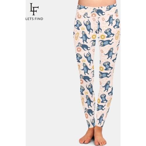 LETSFIND 3D Cool Sloths Digital Printing Women Fitness Slim Leggings Fashion High Wiast Plus Size Soft Elastic Sexy Leggings