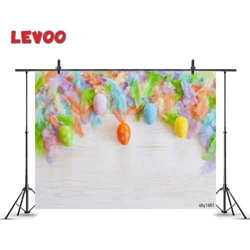 LEVOO Photo Backdrop Multicolor Feathers Easter Eggs White Wood Photography Background Photo Studio Supplies Photophone Props