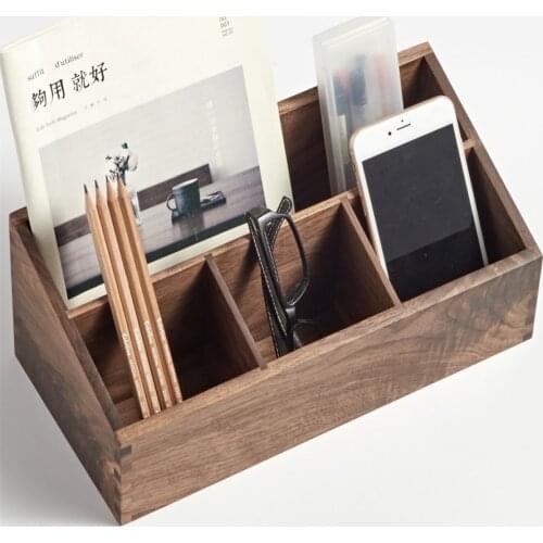 Multifunctional Desktop Storage Box Environmental Friendly Household Tabletop Sundries Sorting Storage Box Wooden Black Walnut