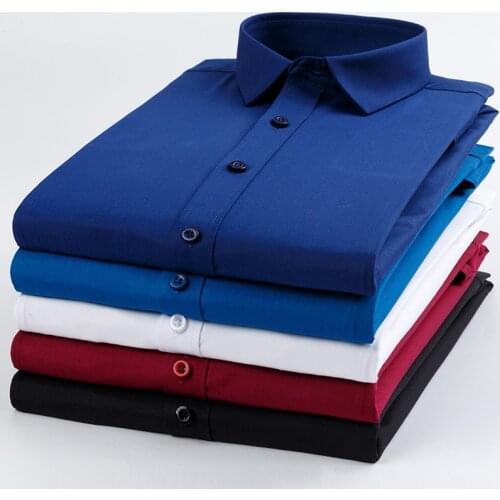 Shirts for Mens Bamboo Fiber Solid Color Slim Fit Long Sleeve Dress Shirts Smart Casual Business Spring and Autumn Top Blouse