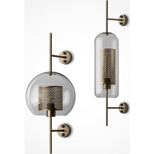 Nordic American wall light gole Silver Iron art glass wall lights LED E27 bulb wall sconce Indoor wall lamp Indoor lighting