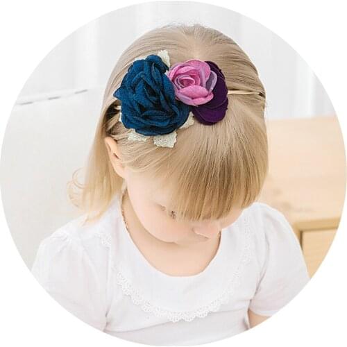 Flower Nylon Headbands For Girls Double Floral Elastic Hair bands Girls Headband For Children Toddler Baby Girl Hair Accessories