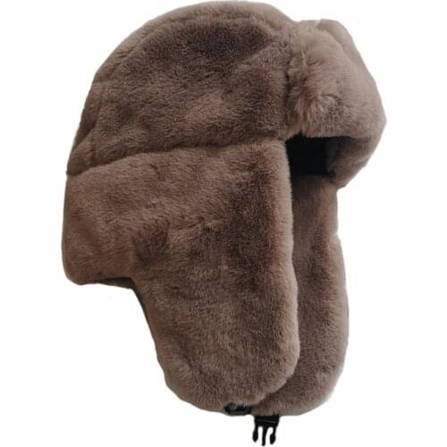 2021 New Winter Bomber Hats Fur Windproof Earflap Cotton Earmuffs Cap Thickened Ear Flap Warm Russian Hat Cycling Skiing Outdoor