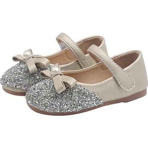 2021 New Childrens Leather Shoes Girl Fashion Bow Princess Shoes Soft Bottom Rhinestone Dance Shoes Sweet Chic Hot School Shoes