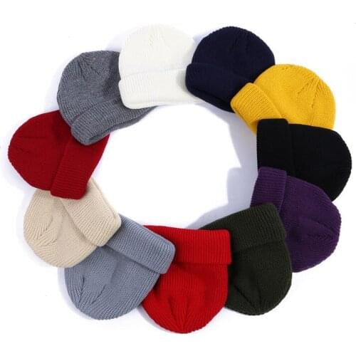 NEW Men Women Fashion Knitted Cap Solid Unisex Beanie Soft Warm Autumn Winter Skull Cap Gorro Ski Caps Short Ribbed Melon Hats