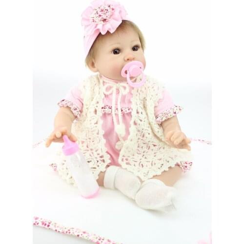 New Design 20 inches newborn baby doll handrooted mohair living doll cloth body toys for girls