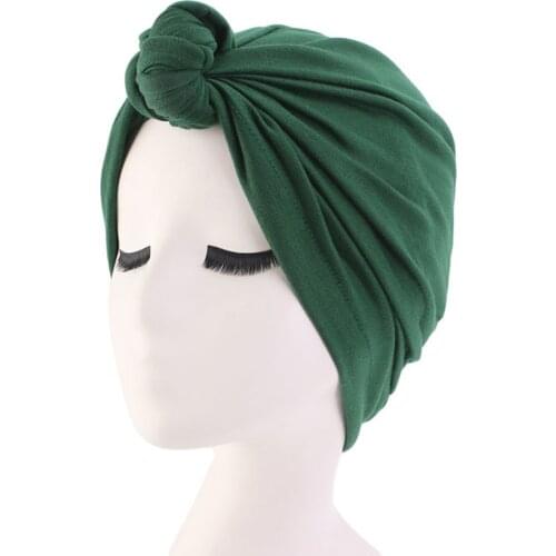 Stretch Cotton Knotted Turban Women Headscarf Lady Solid Color Twisted headwrap
