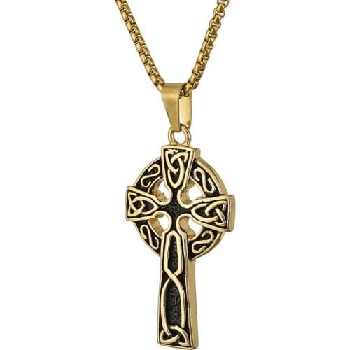 Mans Necklace Retro Personality Celtices Cross Pendant Mens Gothic Style Stainless Steel Necklaces