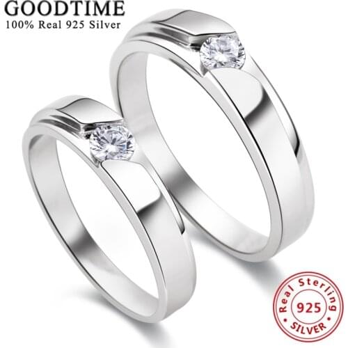 Luxury Women Men Ring Pure Sterling Silver 925 Rhodium Brilliant CZ Anniversary Couple Ring Fashion Jewelry For Wedding Party