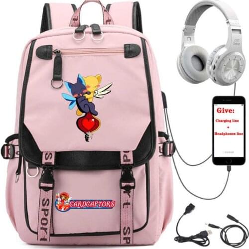USB Charging teenagers Laptop packsack anime Cardcaptor Sakura backpack Women men Travel Backpack student School book Bag