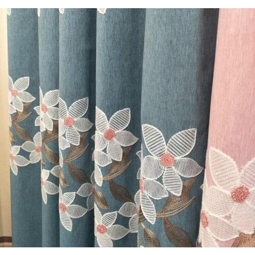 High level European and American style embroidered shading cotton linen curtains for living room, bed room , children room