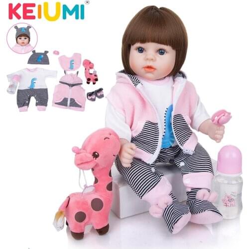 KEIUMI 18 Inch 48 cm Toddler Silicone Reborn Baby Dolls Cloth Body Reborn Bebe Dolls Toys For Children Birthday XMAX Gifts