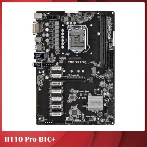 Mining Motherboard For ASRock H110 PRO BTC+1151 i5-6600 i7-6700 7700k 13 PCIE LGA1151 DDR4 Perfect Test, Good Quality