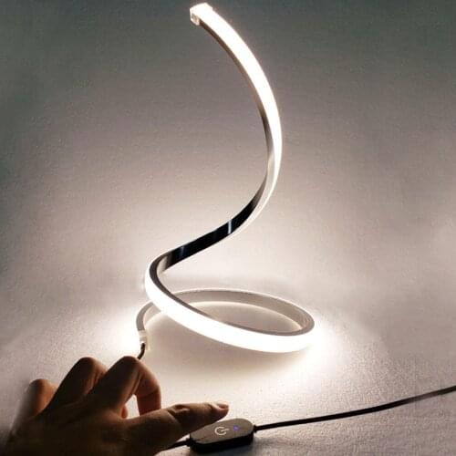 Modern LED Eye Protective Spiral Table Lamp Socket Touch Bedroom Bedside Desk Night Light