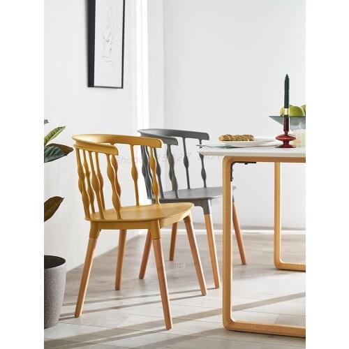 Nordic Simple Ins Dining Chair Solid Wood Chair Plastic Windsor Chair Dressing Study Home Desk Backrest Armchair