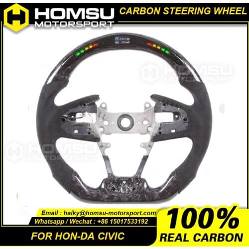 LED Forged Carbon Fiber Steering Wheel Compatible with USA Civic Models racing Carbon Fiber Steering Wheel