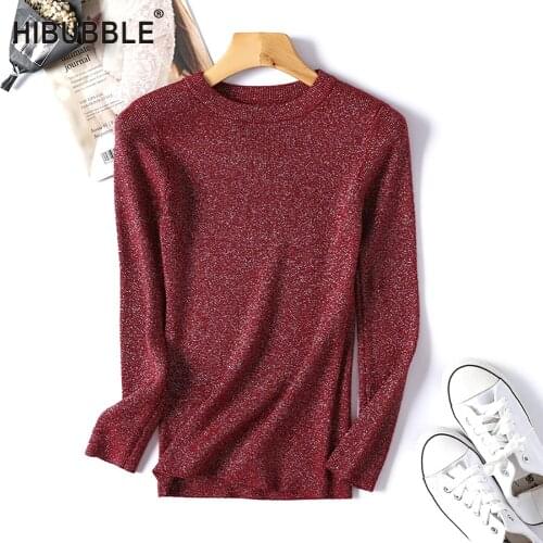 Shiny Lurex Autumn Winter Sweater Women Long Sleeve Pullover Women Tops Basic Womens Sweaters 2018 Winter Christmas Sweater Pull