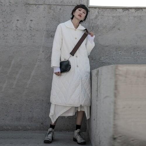 Warm Black/white Cotton Long Sleeve Loose Fit Womens Parka Fashionable New Autumn Winter Coat