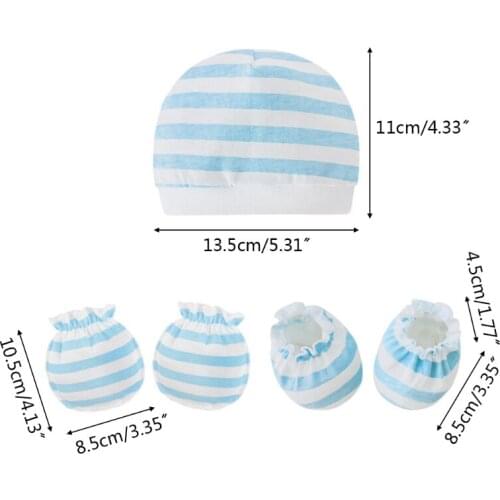 Newborn Mittens Socks Beanies Kit Baby Soft Cotton Gloves Hat Foot Cover Set Infants Shower Gifts