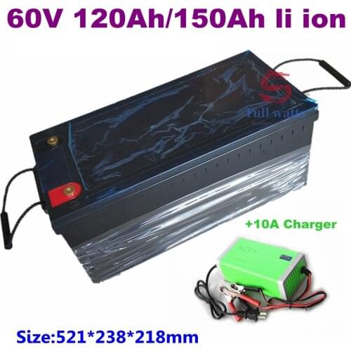 Waterproof 60V 150Ah lithium battery 60V 150AH li ion battery With BMS for 6000W scooter AGV demo Go Cart bike +10A charger